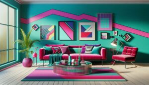 living room 80s interior design